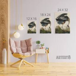"Artery8 Audubon Birds Great Heron Painting Canvas Wall Art Print - Size: W18"" x H24""" - thumbnail 4