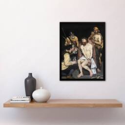 Artery8 Jesus Mocked by the Soldiers Manet Vintage Framed Wall Art Print in Black - Size: A4 - thumbnail 4