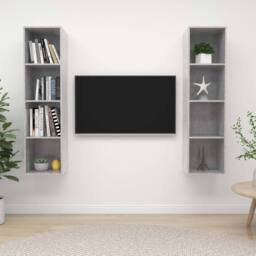 Berkfield Home Wall-mounted TV Cabinets 2 pcs Concrete Grey Engineered Wood - thumbnail 2