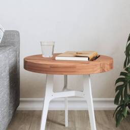 Berkfield Home Table Top Ã˜40x4 cm Round Solid Wood Beech in Brown - Size: 40x4 cm - thumbnail 2