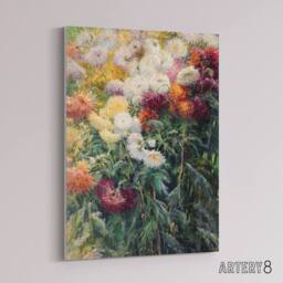 "Artery8 Gustave Caillebotte Chrysanthemums in the Garden Canvas Wall Art Print - Size: W12"" x H16""" - thumbnail 2