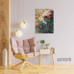 "Artery8 Gustave Caillebotte Chrysanthemums in the Garden Canvas Wall Art Print - Size: W12"" x H16""" - thumbnail 3