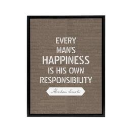 "Artery8 Abraham Lincoln Happiness Quote Framed Canvas Wall Art Print in Brown - Size: W12"" x H16""" - thumbnail 1