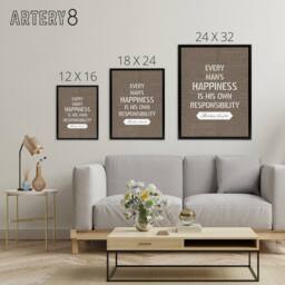 "Artery8 Abraham Lincoln Happiness Quote Framed Canvas Wall Art Print in Brown - Size: W12"" x H16""" - thumbnail 4