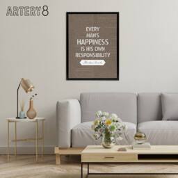 "Artery8 Abraham Lincoln Happiness Quote Framed Canvas Wall Art Print in Brown - Size: W12"" x H16""" - thumbnail 3