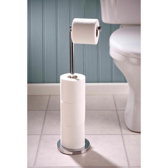 mysmartbuy Toilet Paper Holder & Store - Freestanding Stainless Steel Bathroom Loo Roll Stand - Holds 4 Rolls, H67cm x 15cm Diameter - image 1