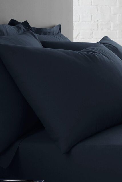 Serene 'Plain Dyed' Soft Touch Pair of Housewife Pillowcases in Navy - Size: Standard Pillow Case - image 1