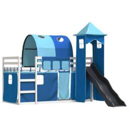 Berkfield Home Elegant Bunk Bed without Mattress with Slide & Curtains Blue 90