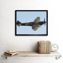 "Artery8 Iliff Chowells Military UK RAF Spitfire Fighter Plane Framed Art Print in Blue - Size: W12"" x H16""" - thumbnail 2