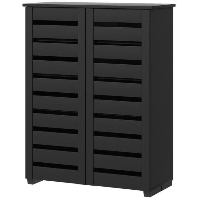 NESTLUNE Shoe Storage Cabinet with Slatted Doors for 15 Pairs of Shoes Black - Size: 100 cm x 15 cm - image 1