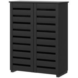 NESTLUNE Shoe Storage Cabinet with Slatted Doors for 15 Pairs of Shoes Black - Size: 100 cm x 15 cm