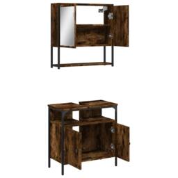 Berkfield Home Durable 2 Piece Bathroom Furniture Set Smoked Oak Engineered Wood in Brown - thumbnail 6