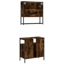 Berkfield Home Durable 2 Piece Bathroom Furniture Set Smoked Oak Engineered Wood in Brown - thumbnail 8