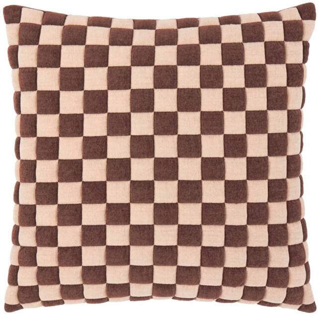 Furn Softie Checkerboard Quilted Cushion in Chocolate - Size: 50 cm x 50 cm - image 1