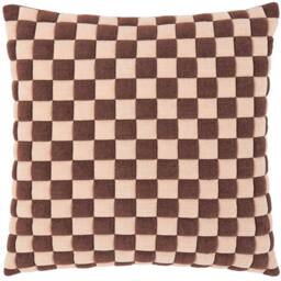 Furn Softie Checkerboard Quilted Cushion in Chocolate - Size: 50 cm x 50 cm - thumbnail 1