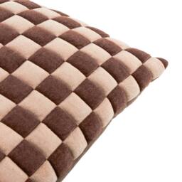 Furn Softie Checkerboard Quilted Cushion in Chocolate - Size: 50 cm x 50 cm - thumbnail 4