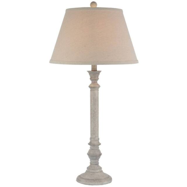 Lemon Pavilion Furniture and Decor Liora Table Lamp with Linen Shade - Resin - L41 x W41 x H79 cm - White - image 1