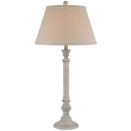 Lemon Pavilion Furniture and Decor Liora Table Lamp with Linen Shade - Resin - L41 x W41 x H79 cm - White - thumbnail 1