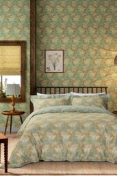Morris & Co 'Laceflower' Cotton Duvet Cover Set in Green - Size: Single - thumbnail 1
