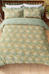 Morris & Co 'Laceflower' Cotton Duvet Cover Set in Green - Size: Single - thumbnail 4