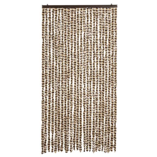 Berkfield Home Soft Fly Curtain Beige & Brown 100x230 cm Chenille - image 1