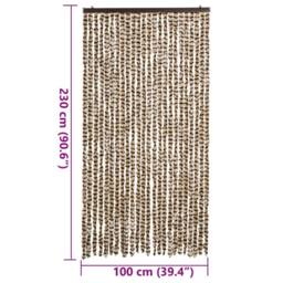 Berkfield Home Soft Fly Curtain Beige & Brown 100x230 cm Chenille - thumbnail 7