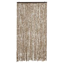 Berkfield Home Soft Fly Curtain Beige & Brown 100x230 cm Chenille - thumbnail 1