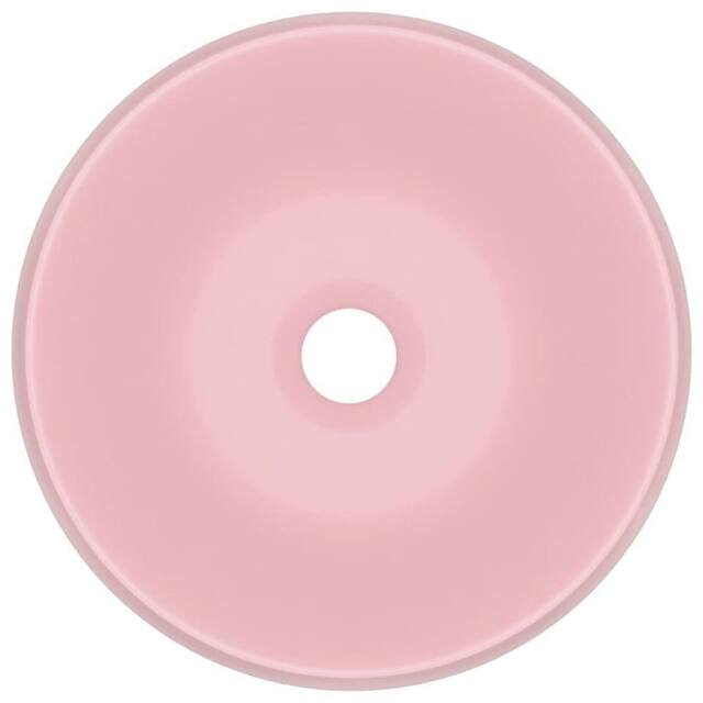 Berkfield Home Luxury Wash Basin Round Matt Pink 40x15 cm Ceramic - image 1