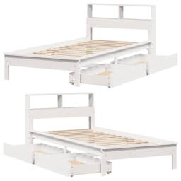 Berkfield Home Bookcase Bed without Mattress White 100x200 cm Solid Wood Pine - thumbnail 9