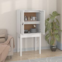 Berkfield Home Highboard White 60x40x120 cm Solid Wood Pine - Size: 60 x 40 x 120 cm