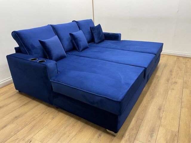HOB Furniture Charles Cinema Sofa - 8ftx6ft in Dark Blue - image 1