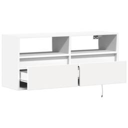 Berkfield Home TV Wall Cabinet with LED Lights White 100x31x45 cm - Size: 100 x 31 x 45 cm - thumbnail 9
