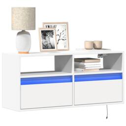 Berkfield Home TV Wall Cabinet with LED Lights White 100x31x45 cm - Size: 100 x 31 x 45 cm - thumbnail 2