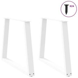 Berkfield Home Dining Table Legs V-Shape 2 pcs White 70x(72-73.3) cm Steel - thumbnail 3