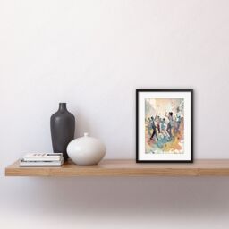 "Artery8 Wall Art Print People Dancing to Music on The Dancefloor Modern Soft Pastel Watercolour Painting Artwork Framed 9X7 Inch - Size: W7"" x H9""" - thumbnail 2