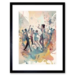 "Artery8 Wall Art Print People Dancing to Music on The Dancefloor Modern Soft Pastel Watercolour Painting Artwork Framed 9X7 Inch - Size: W7"" x H9""" - thumbnail 1
