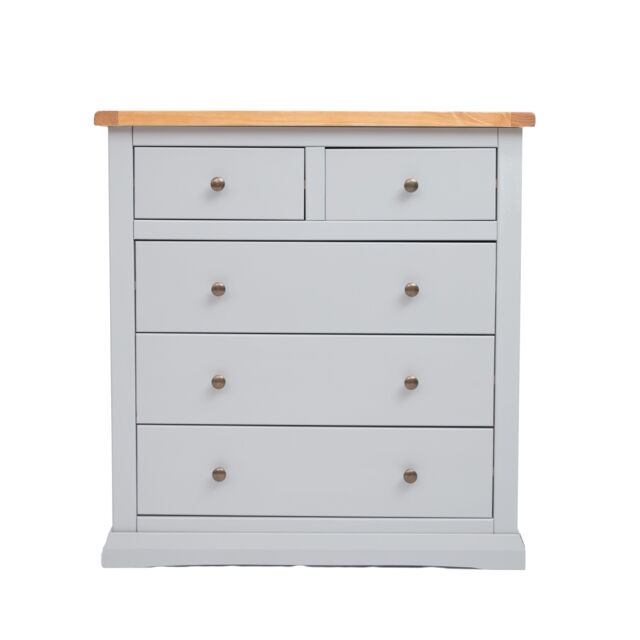 Cabinet Bits Loreo 5 Drawer Chest of Drawers Brass Knob in Light Grey - image 1
