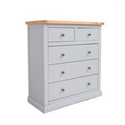 Cabinet Bits Loreo 5 Drawer Chest of Drawers Brass Knob in Light Grey - thumbnail 2