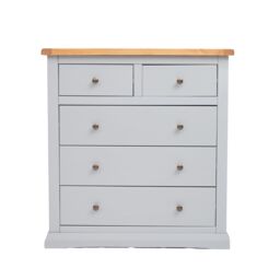 Cabinet Bits Loreo 5 Drawer Chest of Drawers Brass Knob in Light Grey - thumbnail 1