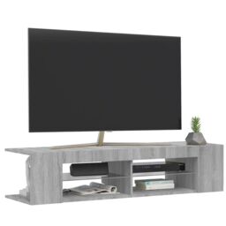 Berkfield Home TV Cabinet with LED Lights Grey Sonoma 135x39x30 cm - Size: 135 x 39 x 30 cm - thumbnail 6