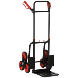 DURHAND Trolley Hand Trucks 6-Wheels Foldable Load Cart Steel, Red in Black - thumbnail 2