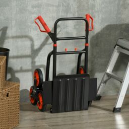 DURHAND Trolley Hand Trucks 6-Wheels Foldable Load Cart Steel, Red in Black - thumbnail 8