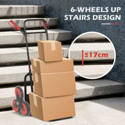 DURHAND Trolley Hand Trucks 6-Wheels Foldable Load Cart Steel, Red in Black - thumbnail 5
