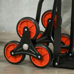 DURHAND Trolley Hand Trucks 6-Wheels Foldable Load Cart Steel, Red in Black - thumbnail 7