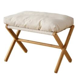 FORGEVIO Footstool Foldable Footrest Stool with Bamboo Leg Soft Pad Beige - thumbnail 1