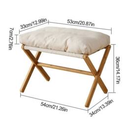 FORGEVIO Footstool Foldable Footrest Stool with Bamboo Leg Soft Pad Beige - thumbnail 2