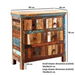 Indian Hub Coastal 4 Drawer Chest - Wood - L40 x W90 x H90 cm in Brown - thumbnail 4