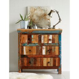 Indian Hub Coastal 4 Drawer Chest - Wood - L40 x W90 x H90 cm in Brown - thumbnail 2