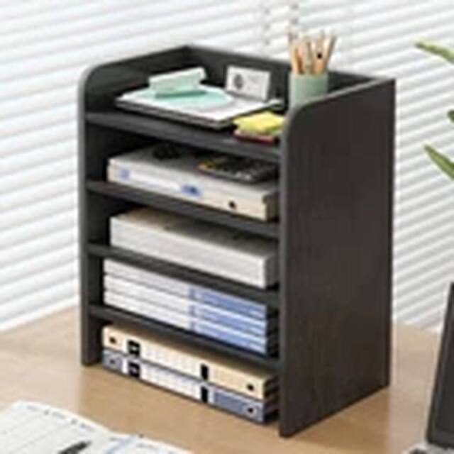 Havendro 5 Tier Black Office Files Filing Tray Document Tidy Storage Shelf Rack - image 1