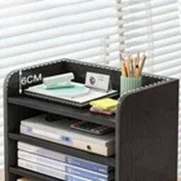 Havendro 5 Tier Black Office Files Filing Tray Document Tidy Storage Shelf Rack - thumbnail 3